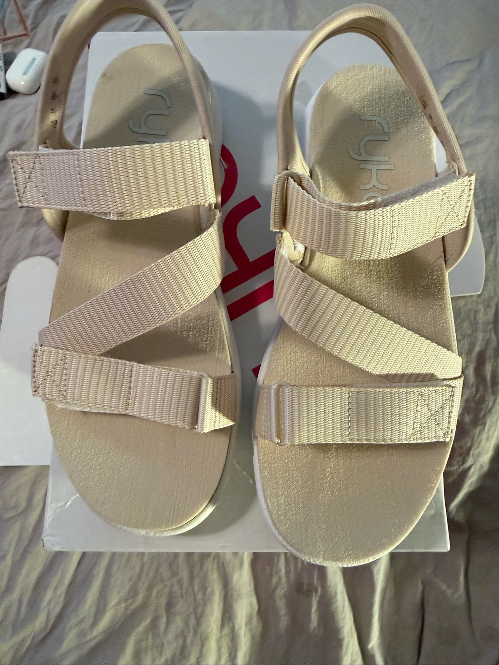 Ryka Neutral Beige Strappy Sandals